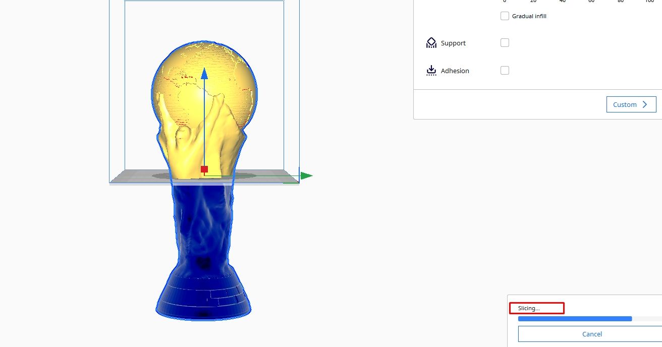 Slicing a 3D model of a worldcup trophy