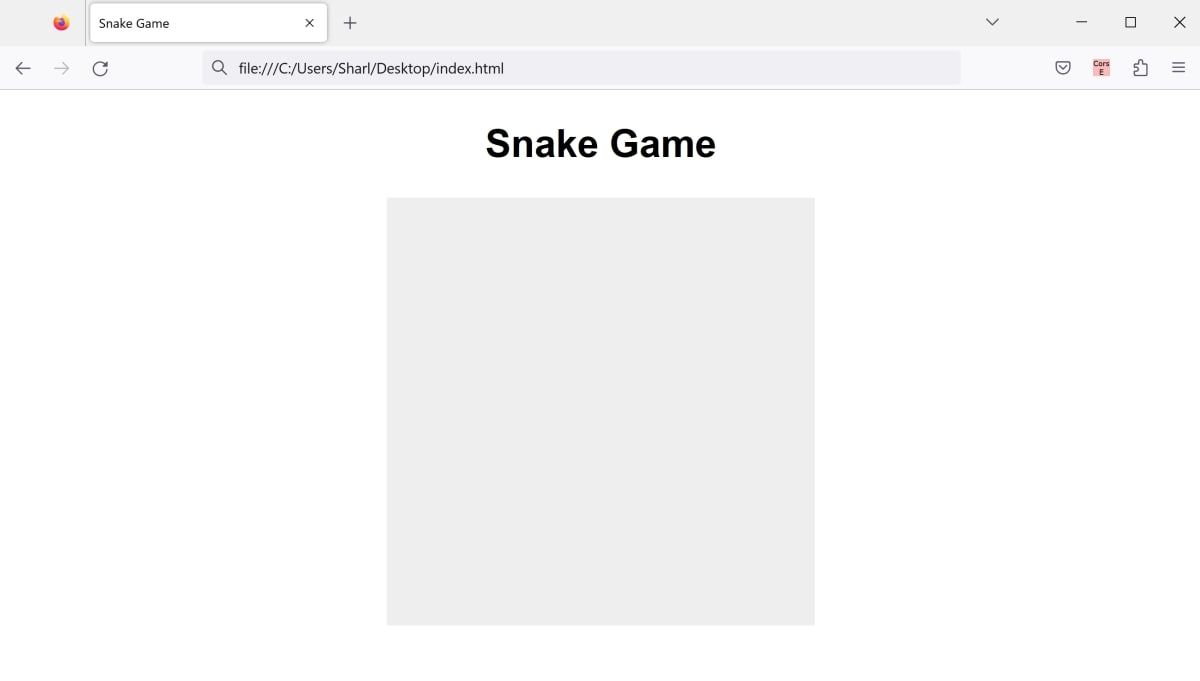 Snake game with empty canvas