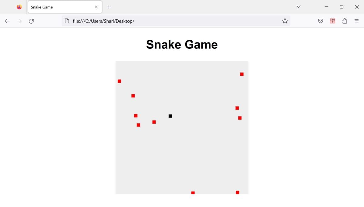 Snake game with food pieces on board