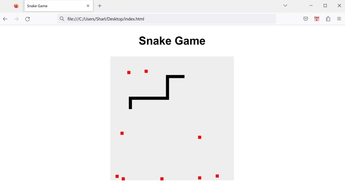 Snake game with snake example