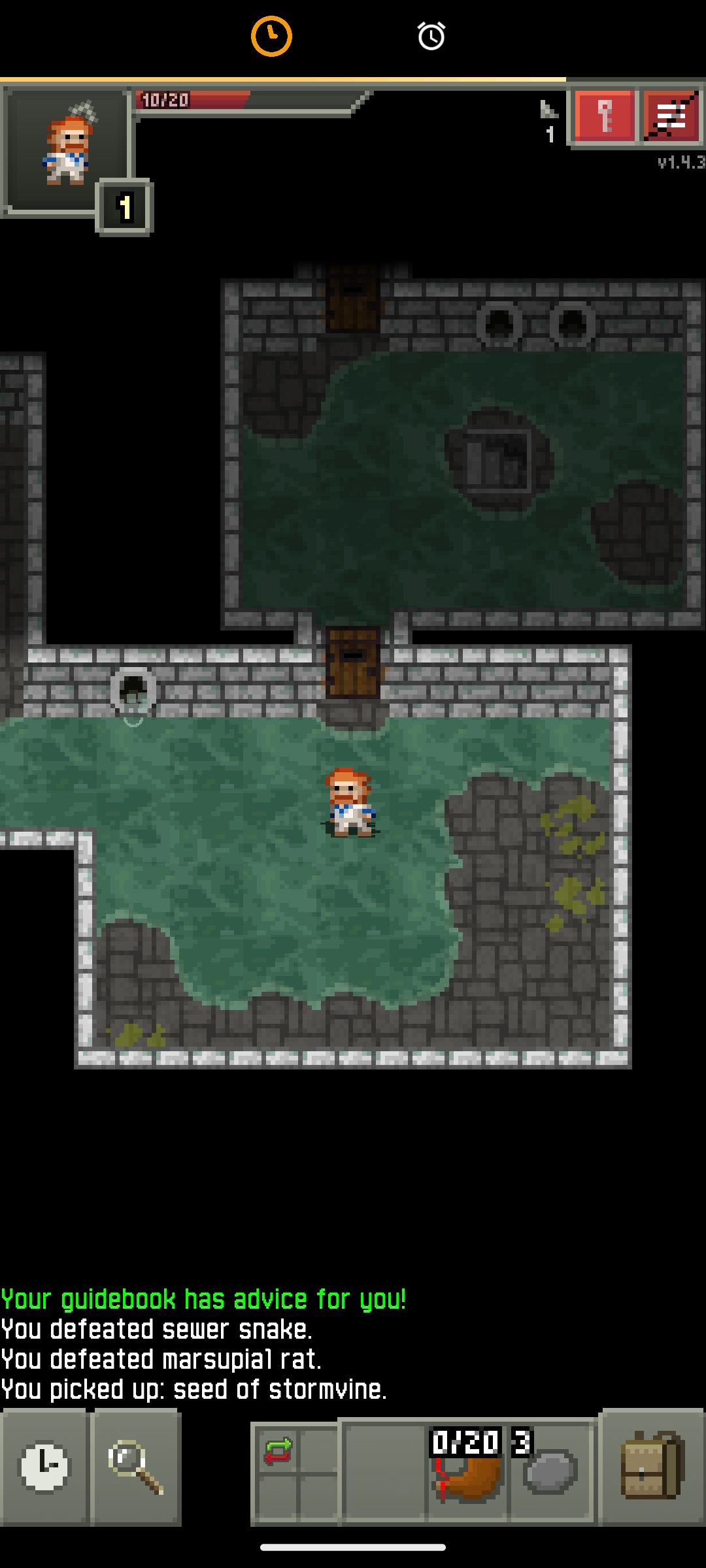 Screen of a dungeon in Shattered Pixel Dungeon