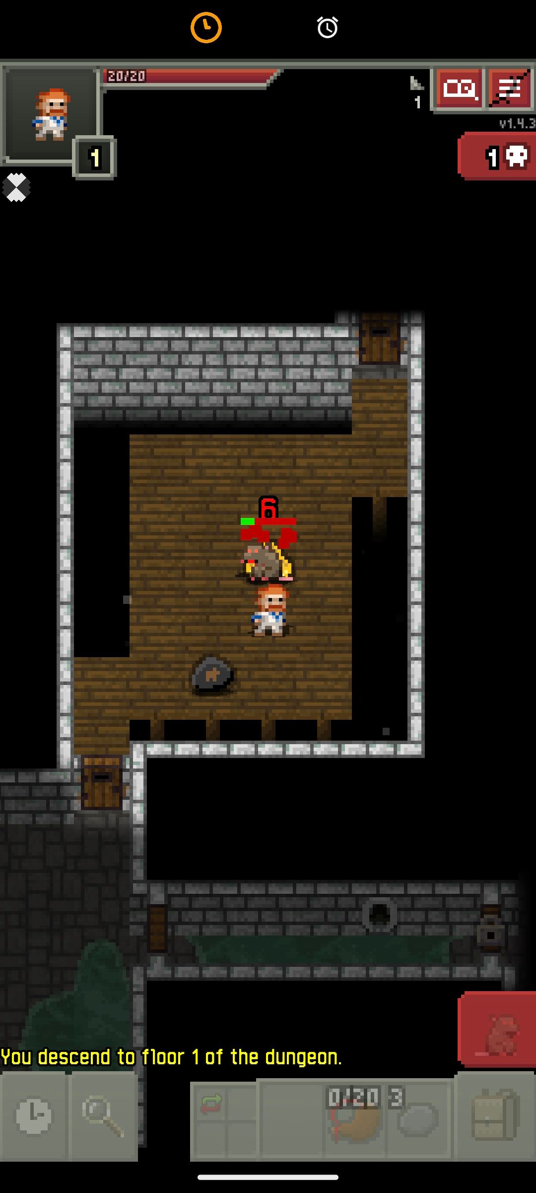 A first floor in Shattered Pixel Dungeon