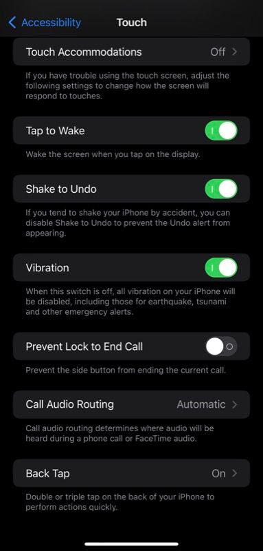 enable Back Tap gesture on iPhone