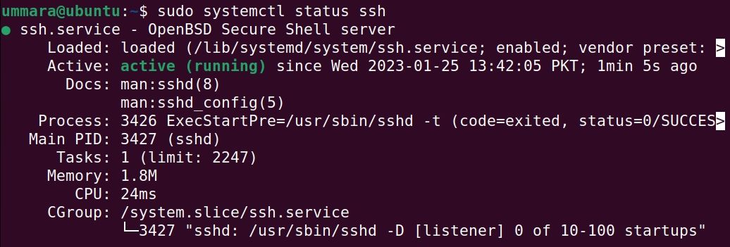 trạng thái của máy chủ SSH