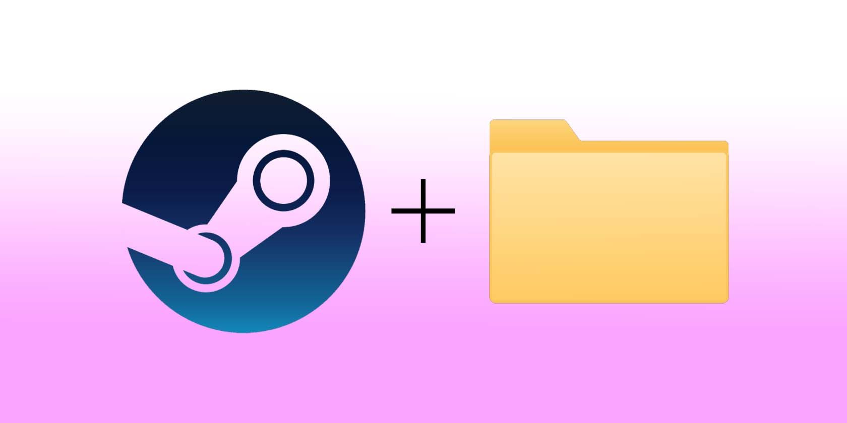 A purple and white background with the Steam and folder logo on its front