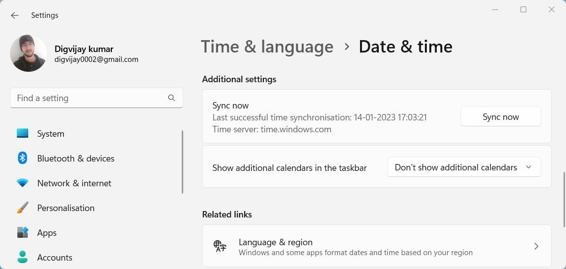 Sync date and time settings in Windows 11