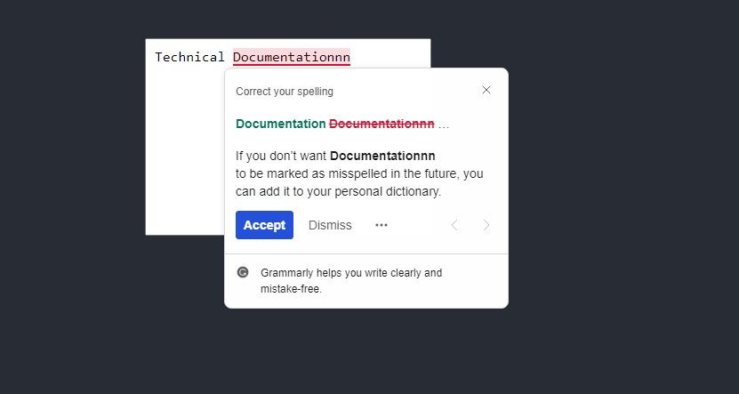 textarea with highlighted input text and Grammarly writing assistant activated