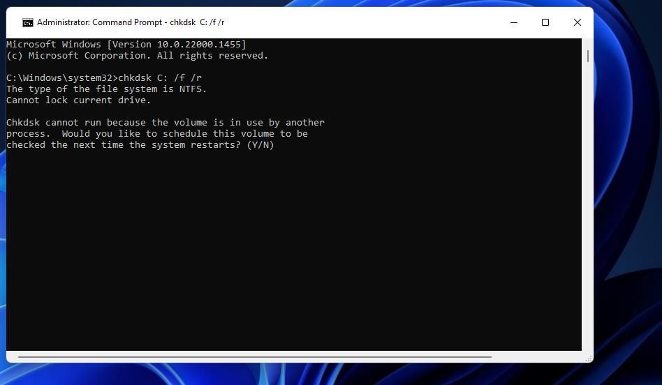 The chkdsk command 