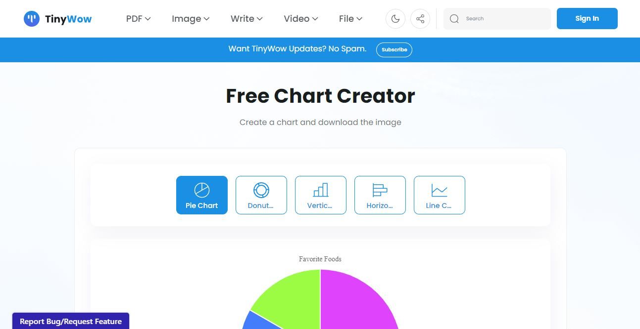 تصویری از TinyWow s Graph Creator در حال استفاده