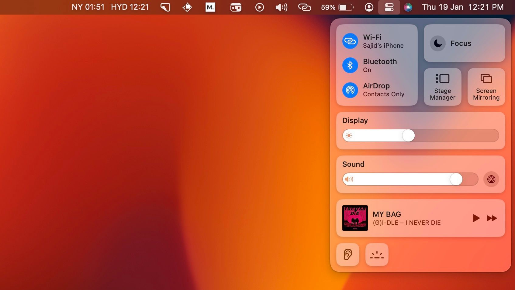 turn on wi-fi and bluetooth from macOS control center