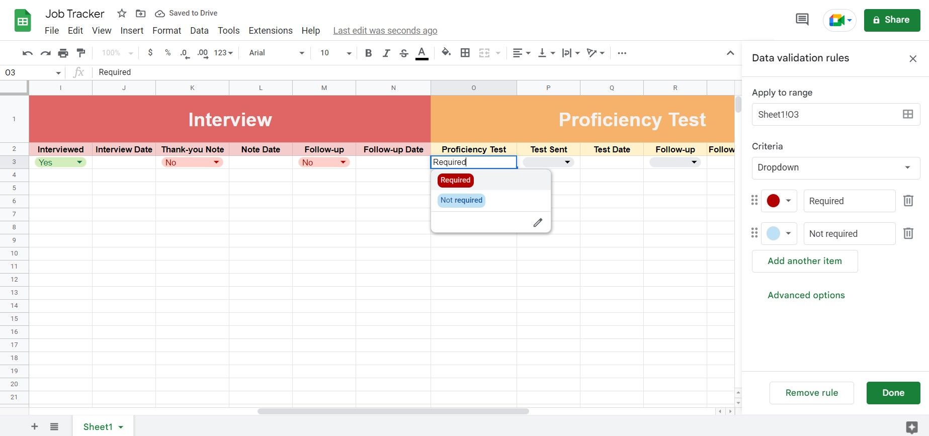 افزودن دومین لیست کشویی در Google Sheets