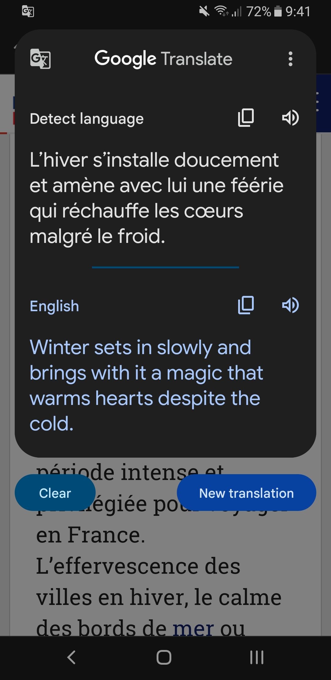 translation using google tap to translate