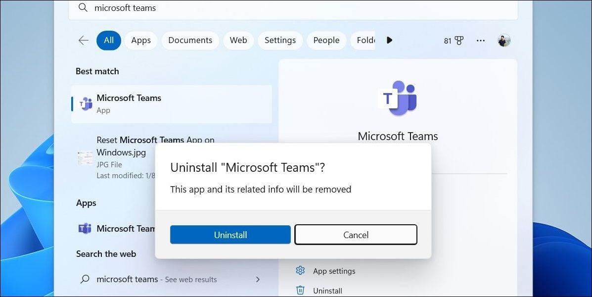 Uninstall Microsoft Teams on Windows
