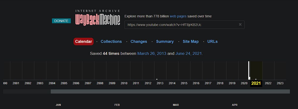 Wayback Machine YouTube Video Dates