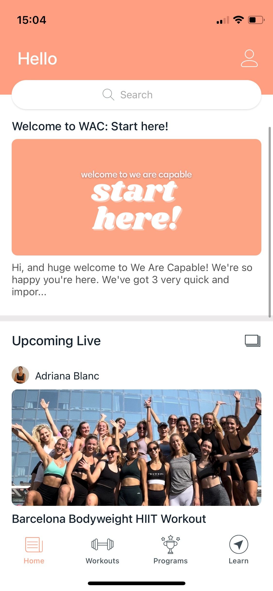 We Are Capable app - get started screen