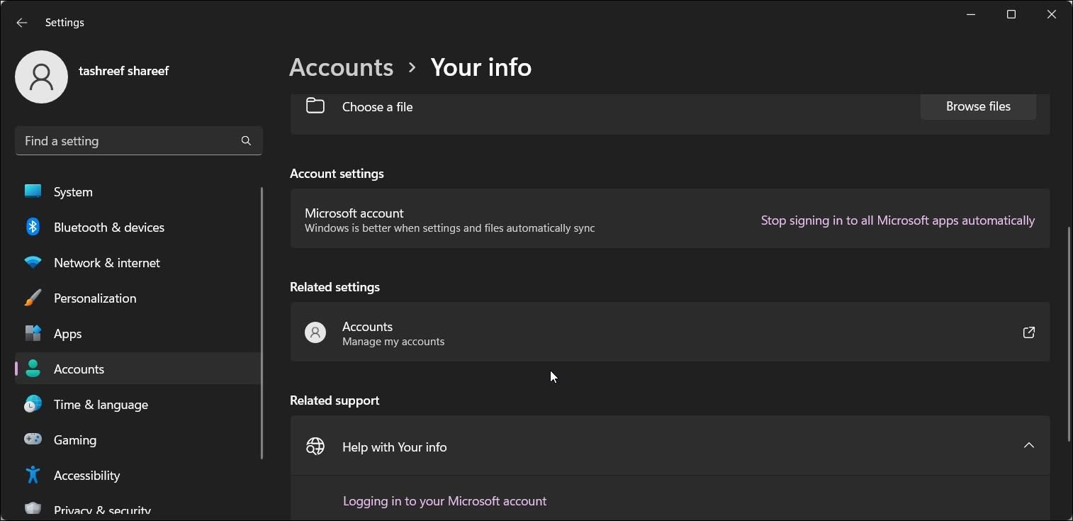 windows 11 account manage my accounts