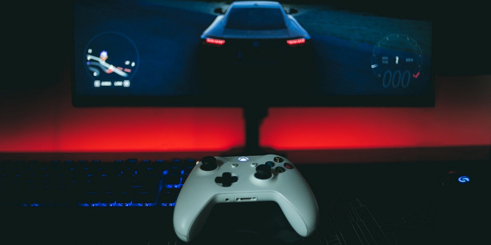 A gaming PC and Xbox controller