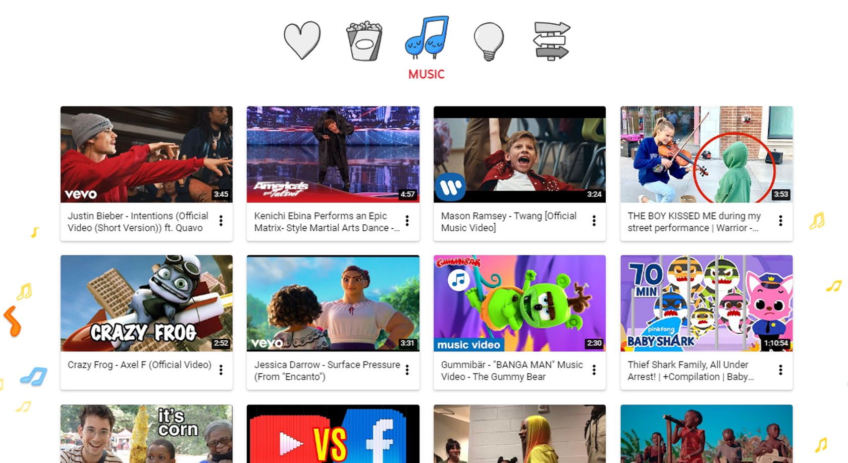 YouTube kids music category