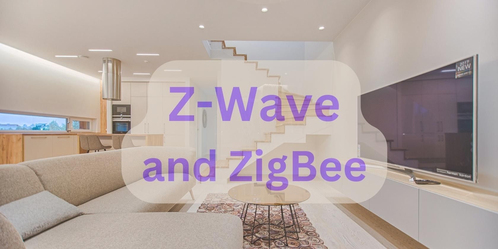 texte z-wave et zigbee sur un fond assis