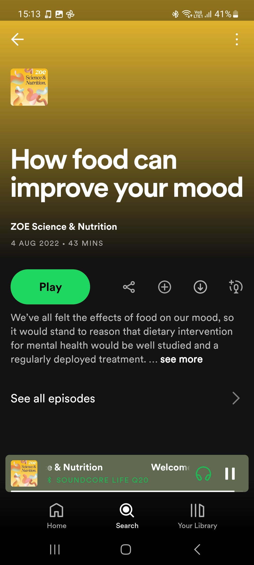 ZOE podcast how food impacts mental health episode