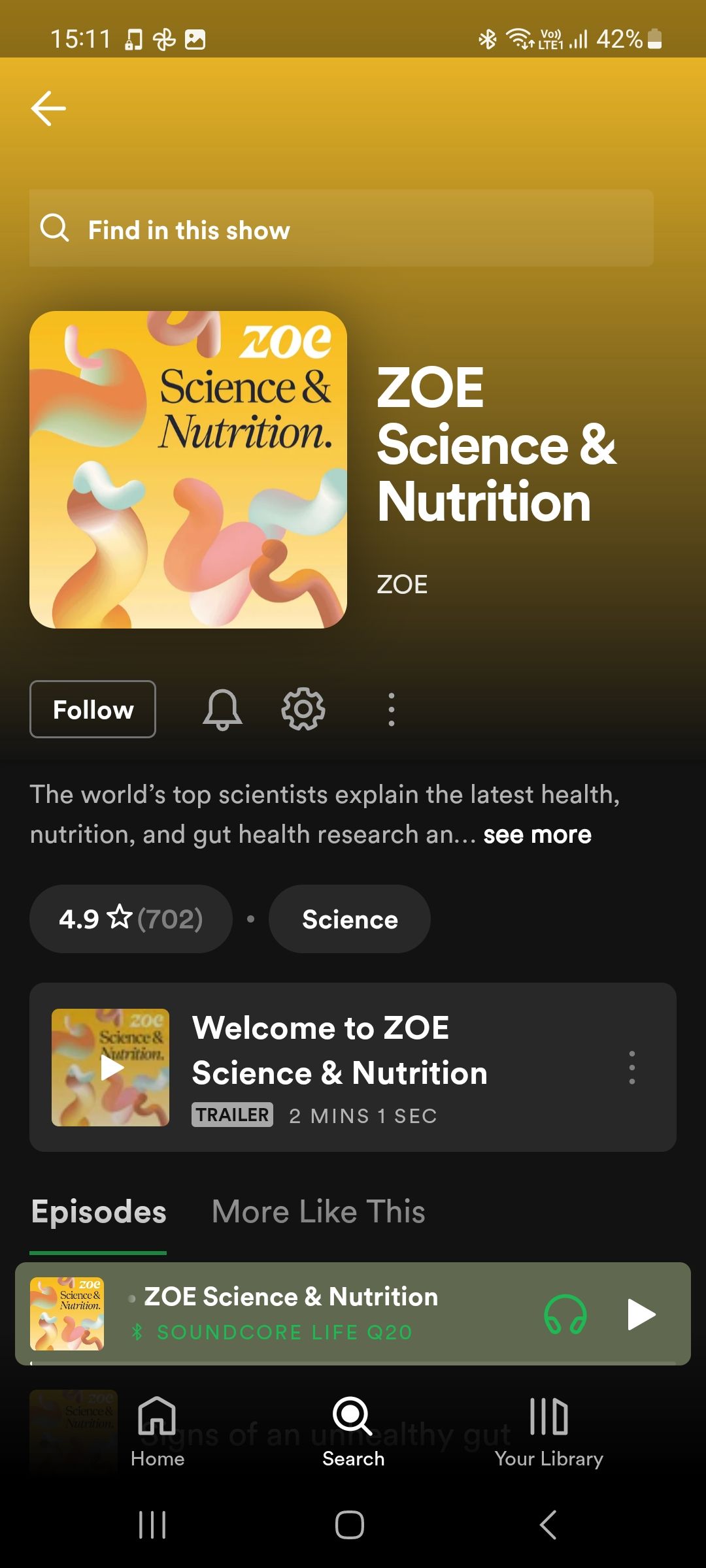 ZOE Science & Nutrition podcast homepage