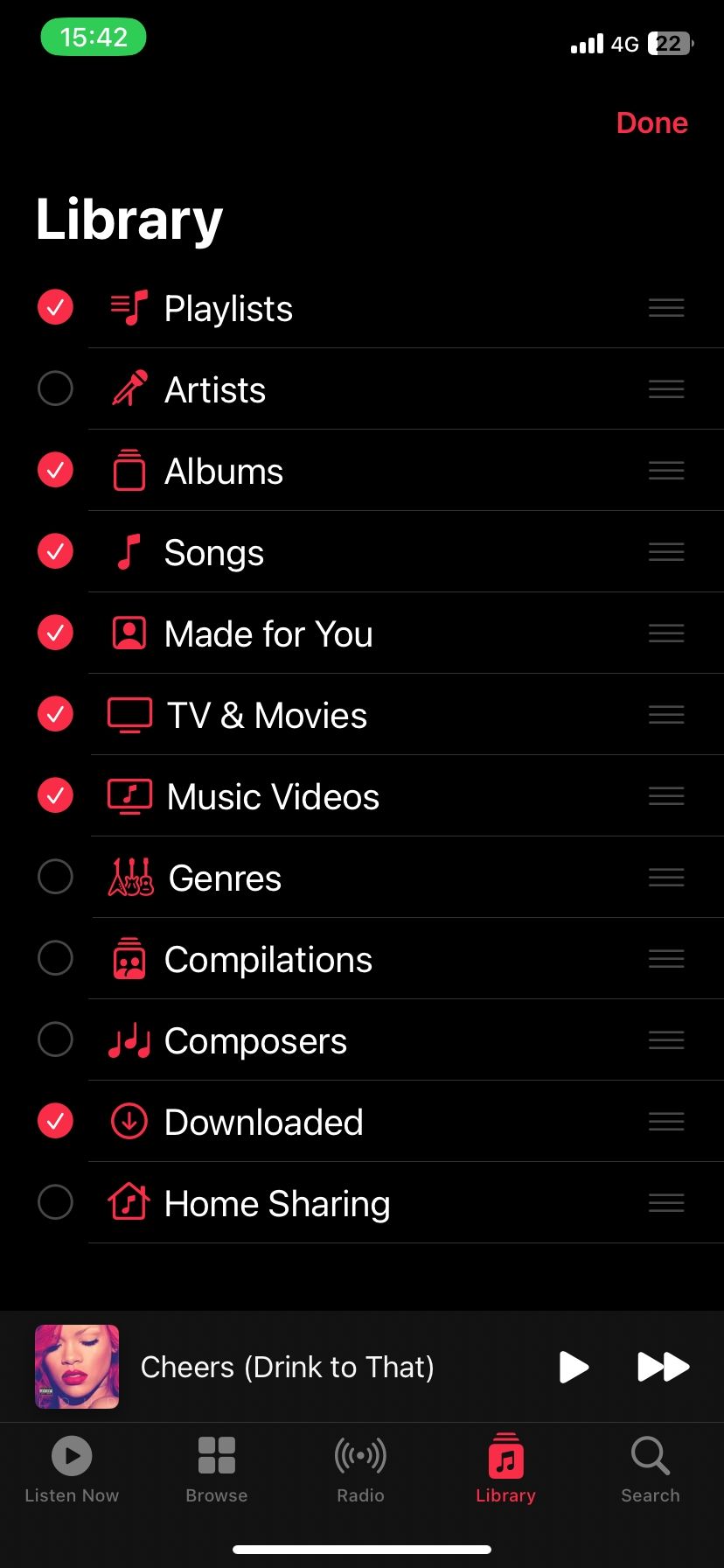 Customizing Apple Music's Library screen