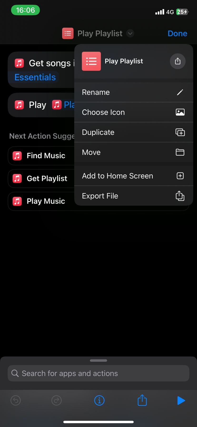 Play Playlist shortcut customization options