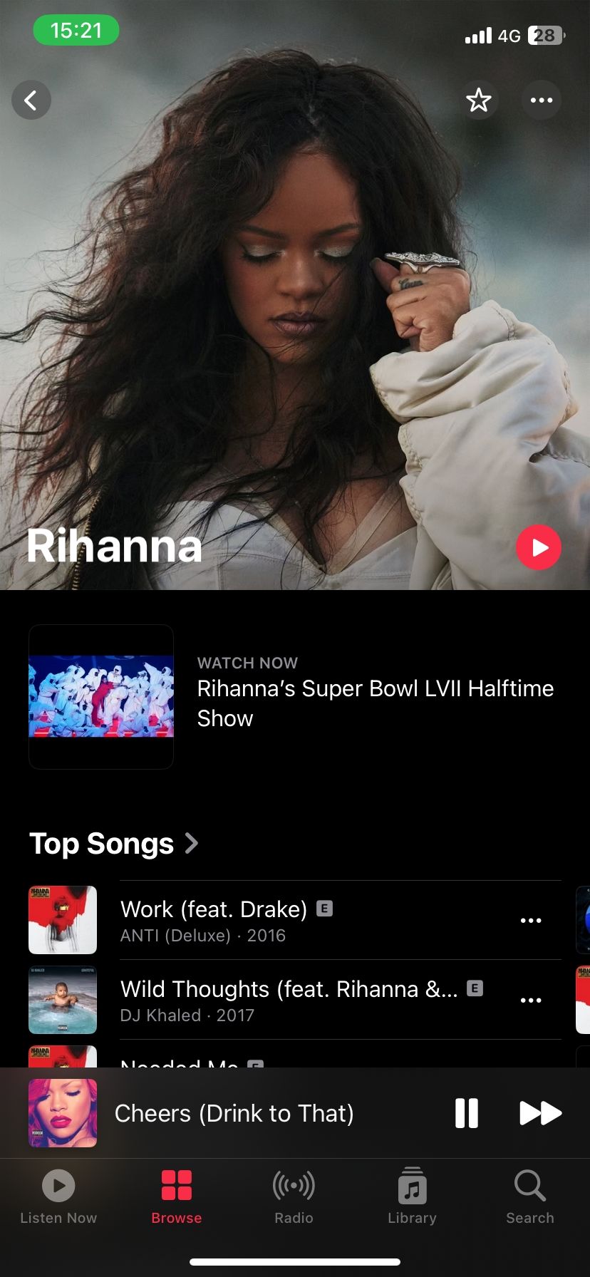 Artist page on Apple Music