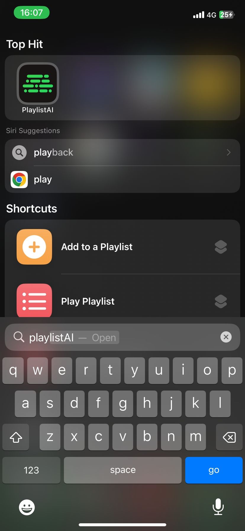 Play Playlist visible via quick search on iOS