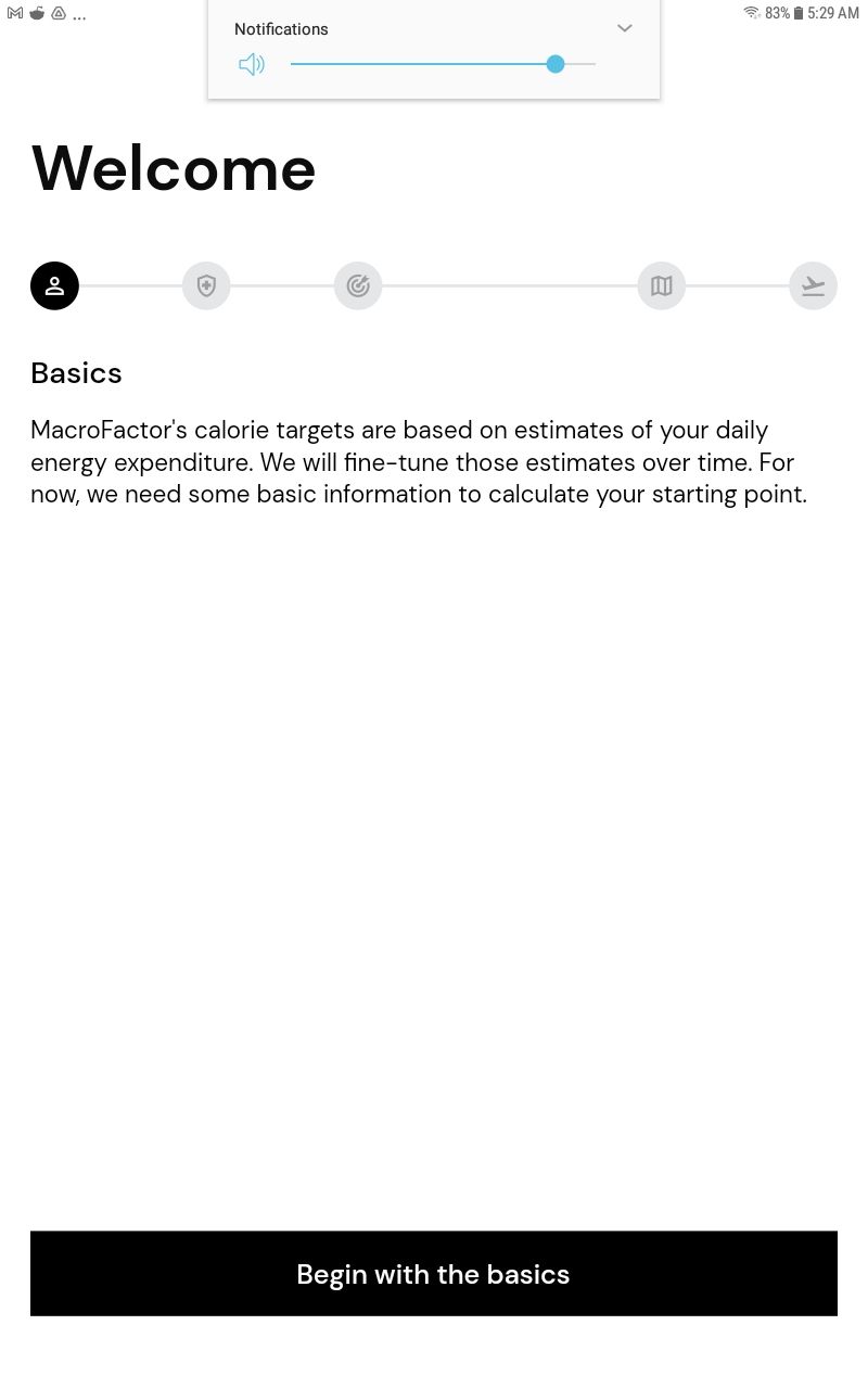 Screenshot of macrofactor welcome screen