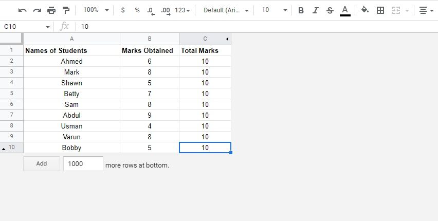Hide rows and columns in Google Sheets