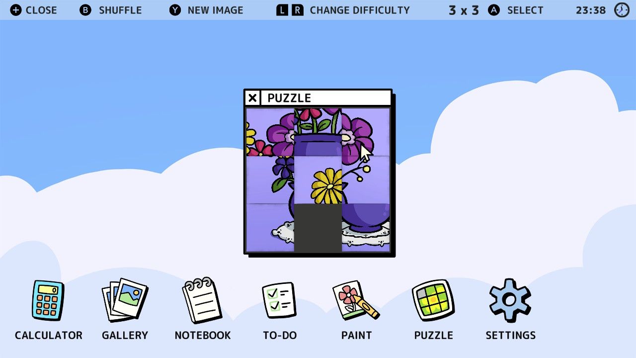 A screenshot of a randomly generated puzzle available through nOS on Nintendo Switch