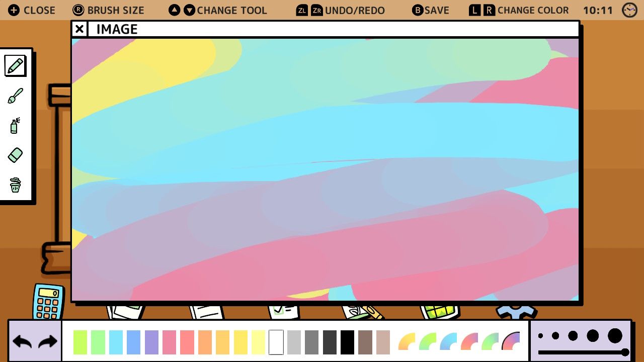 A screenshot of the Paint feature available on Nintendo Switch through nOS showcasing the options available