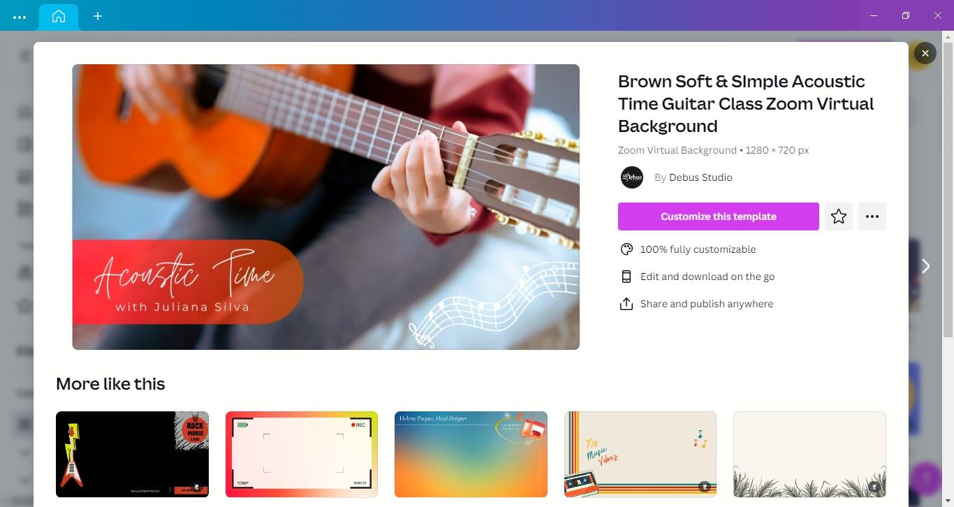 Guitar Class Zoom Virtual Background Template on Canva