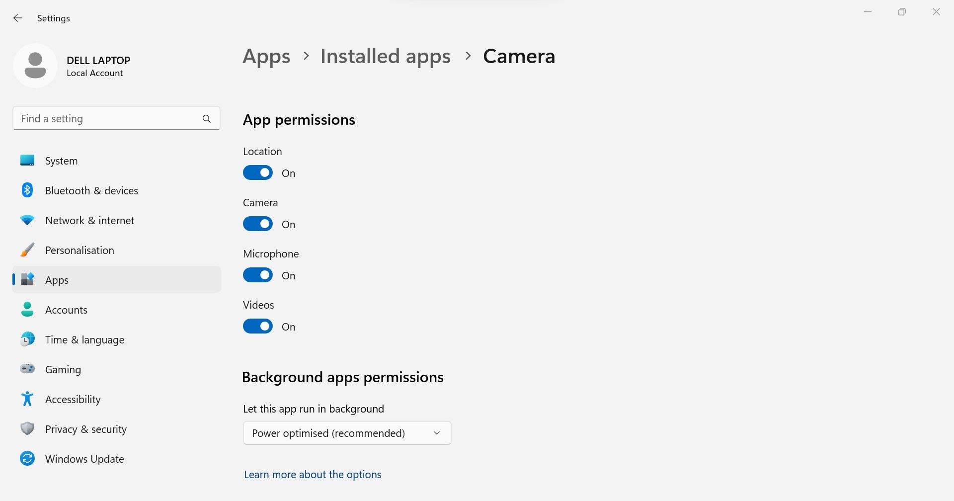 Ensuring the Camera Access is Enabled in the Camera App Settings