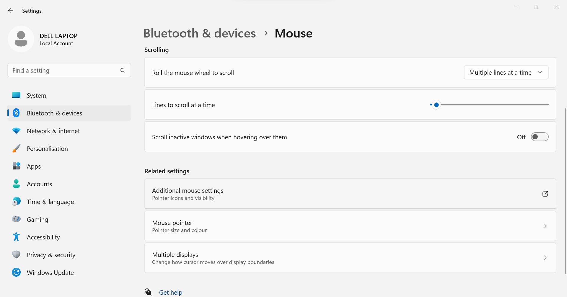 Opening Additional Mouse Settings in the Windows Settings App