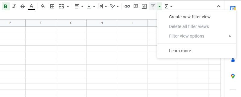 Filter icon in Google Sheets