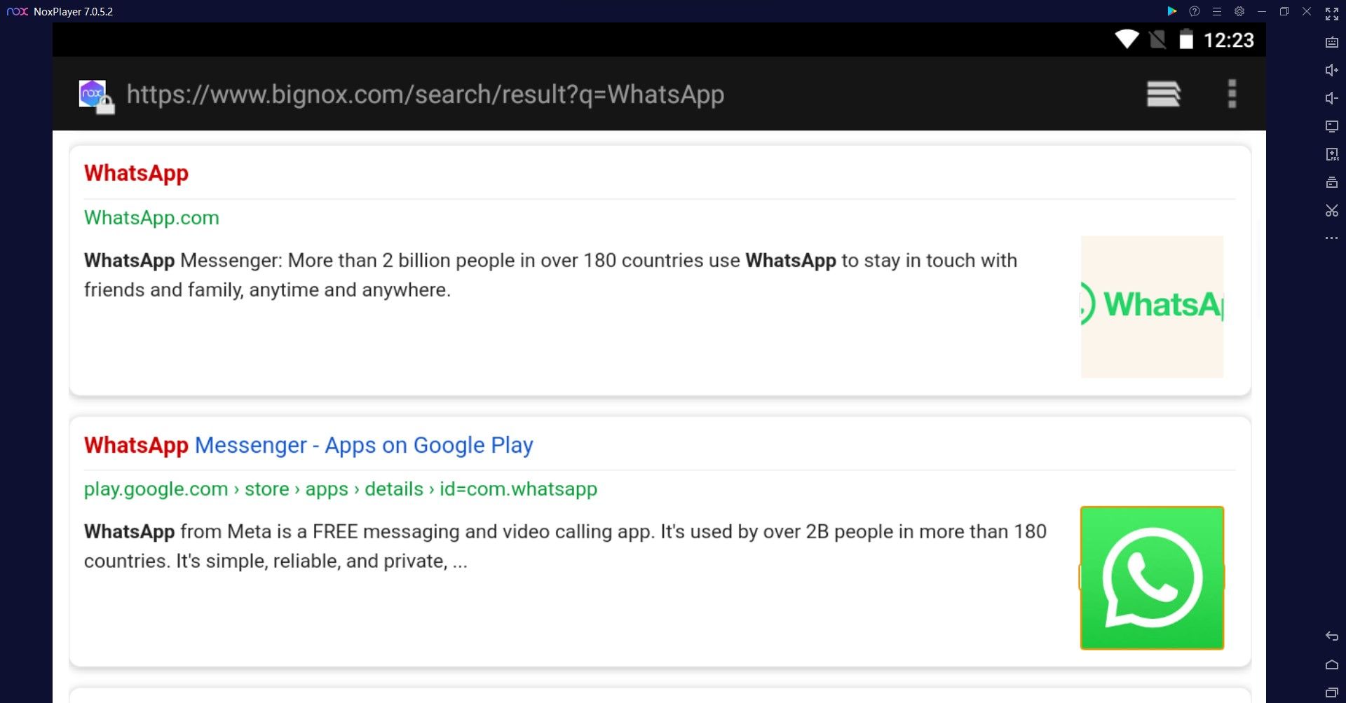 Click on the Link to the Google Play Store to Download WhatsApp in the NoxPlayer Emulator