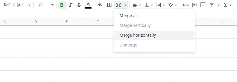 Merge Icon in Google Sheets