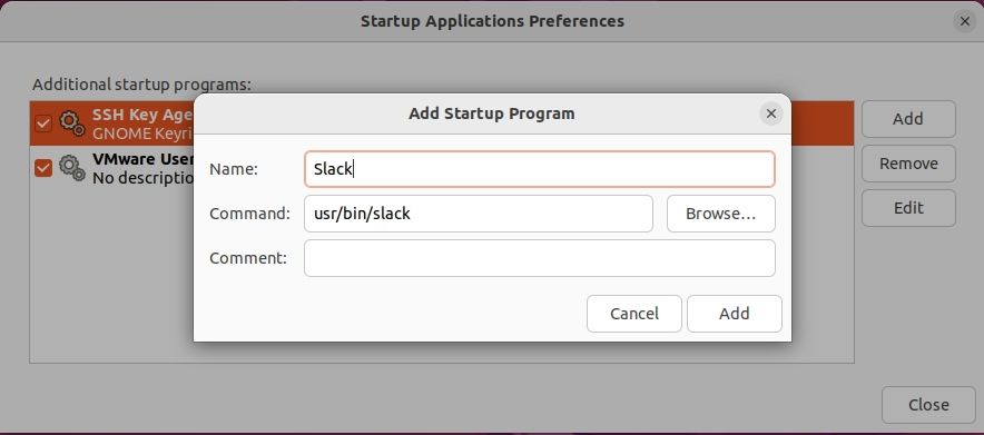 Add startup program