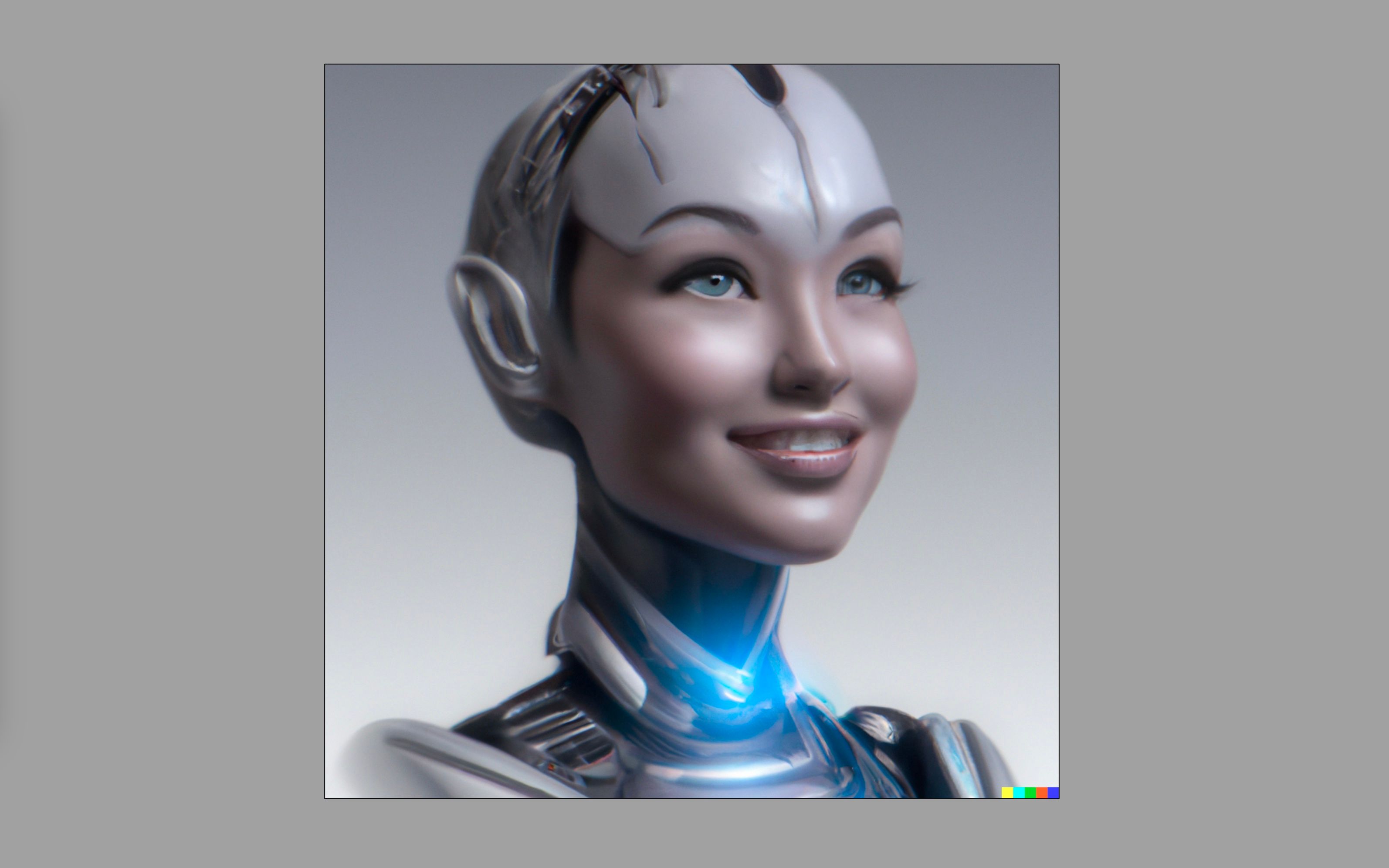 Portrait d'un cyborg dans le style de l'art numérique, généré avec Dall-E