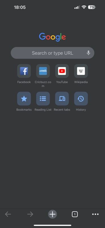 ellipsis button in Chrome on iPhone