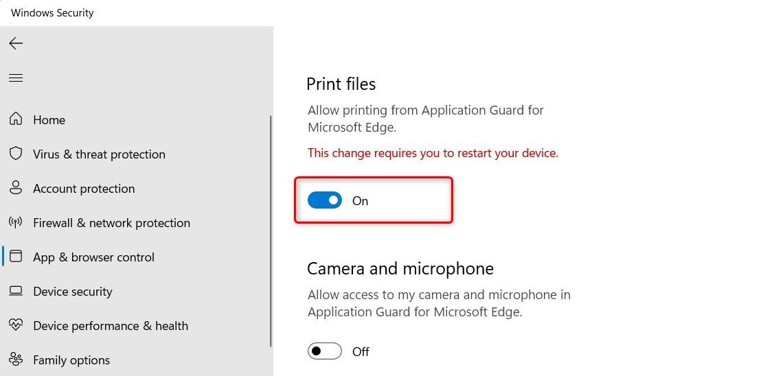 Allow Printing From Application Gurard For Microsoft Edge