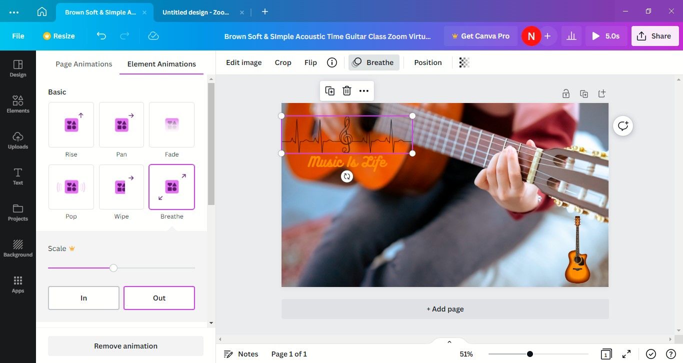 Guitar and Musical Notes Animated in Zoom Background