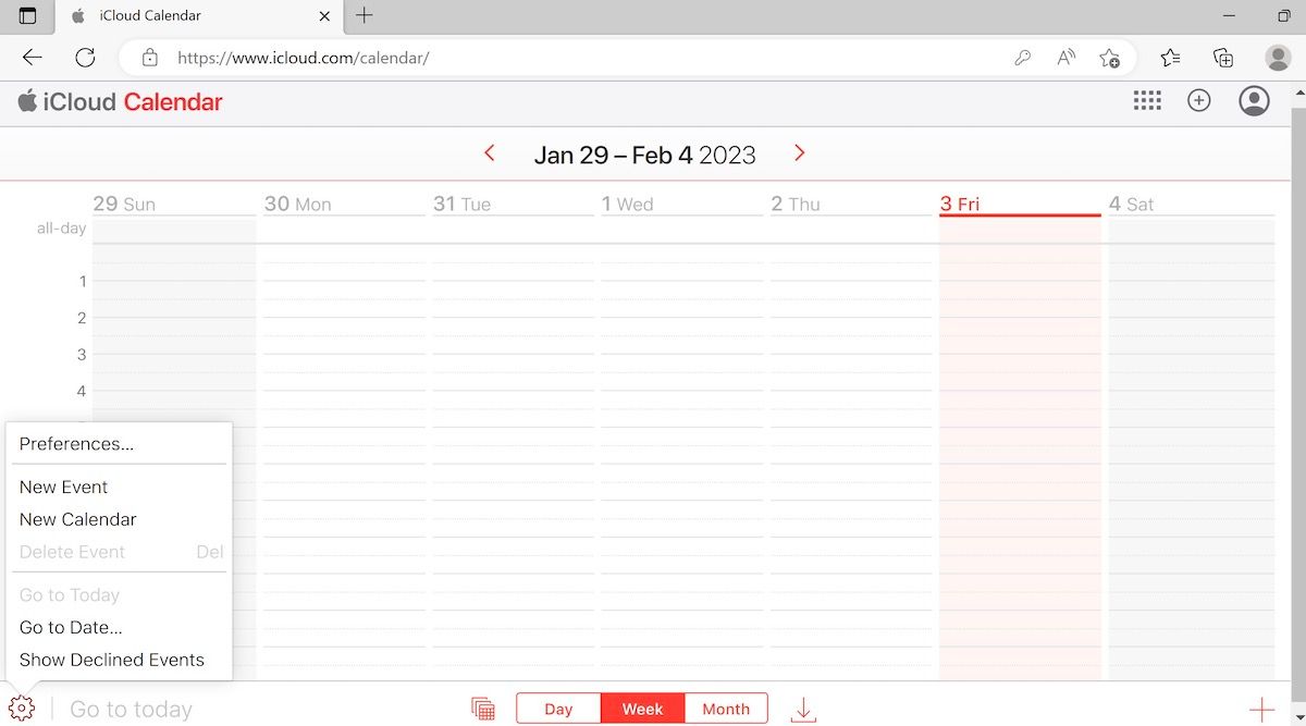 aplicación web de calendario de apple
