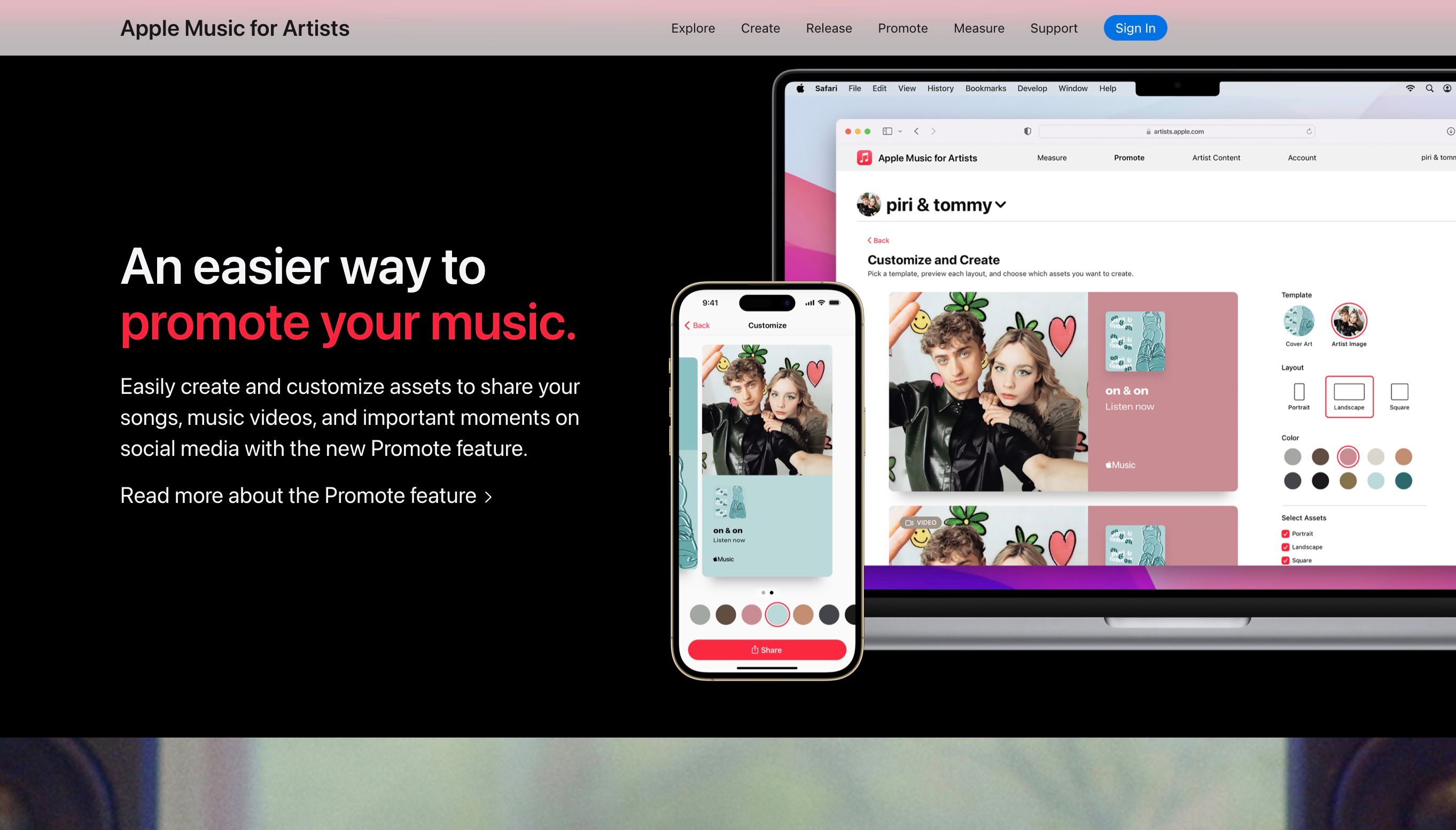 Apple Music for Artists promotional page