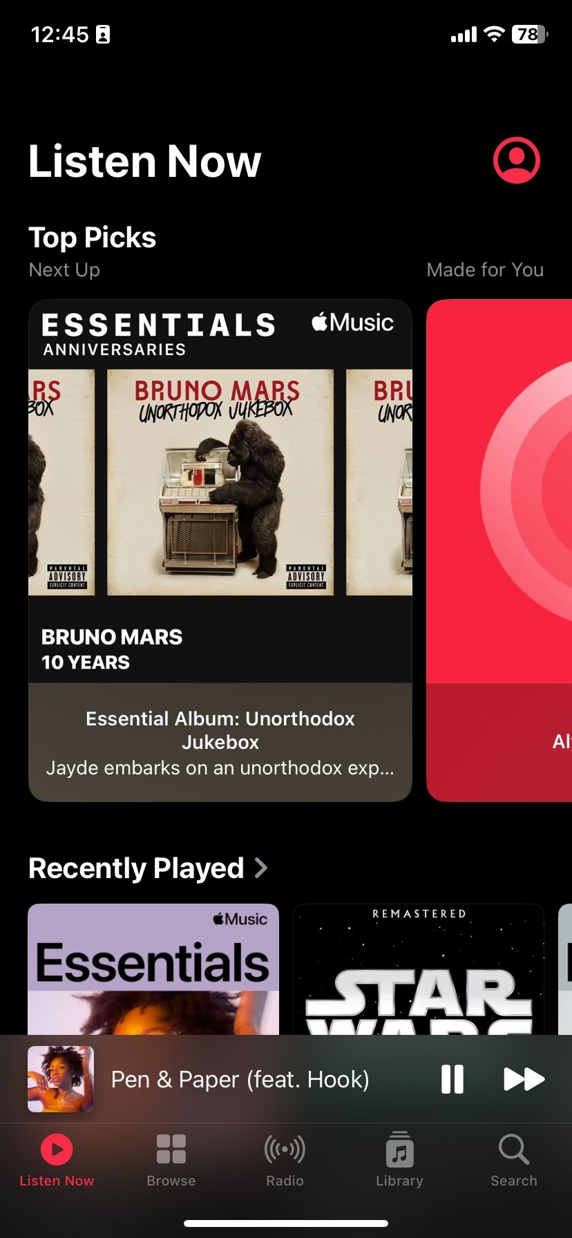 Apple Music app interface on iOS