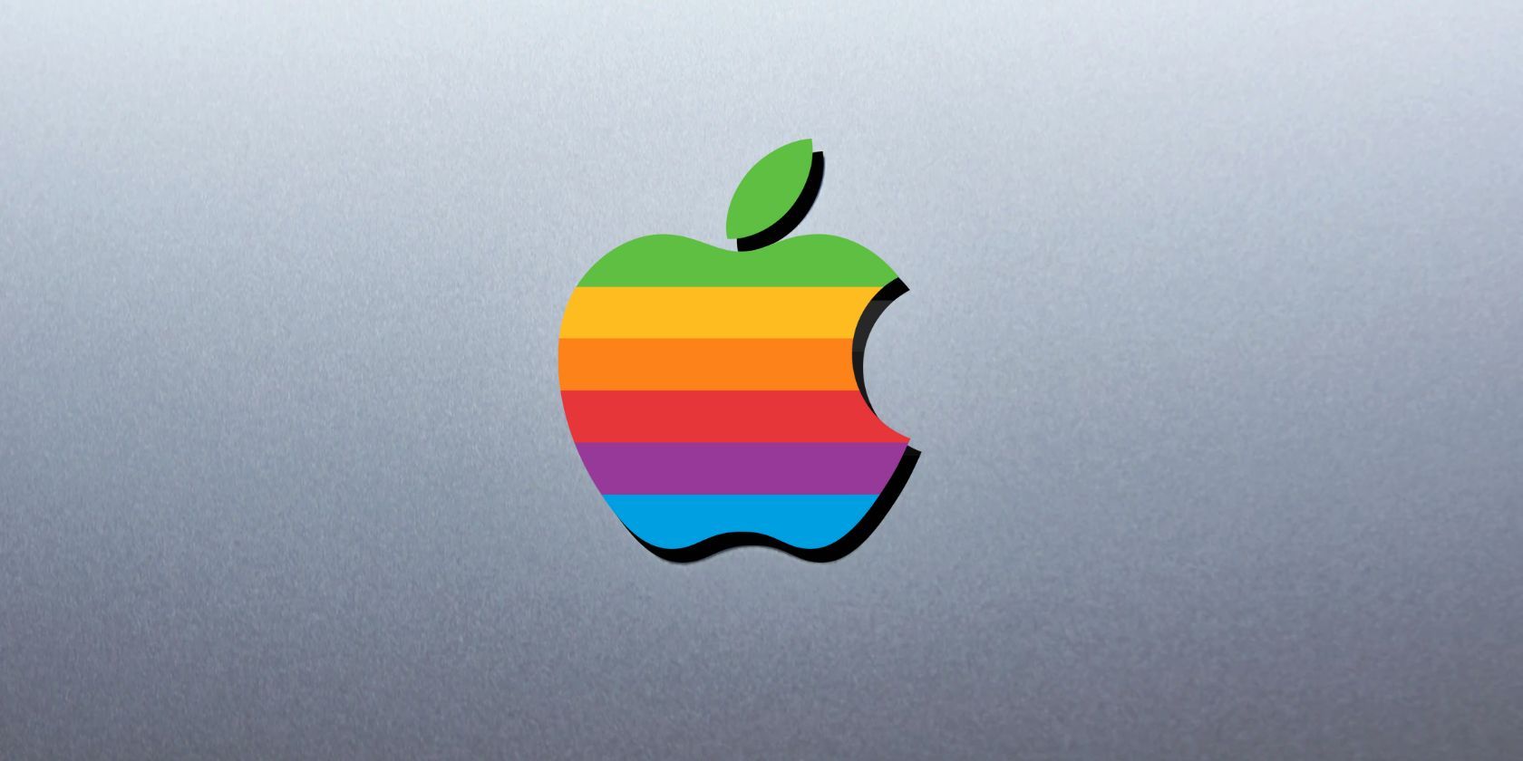Logo pelangi apel dengan latar belakang abu-abu