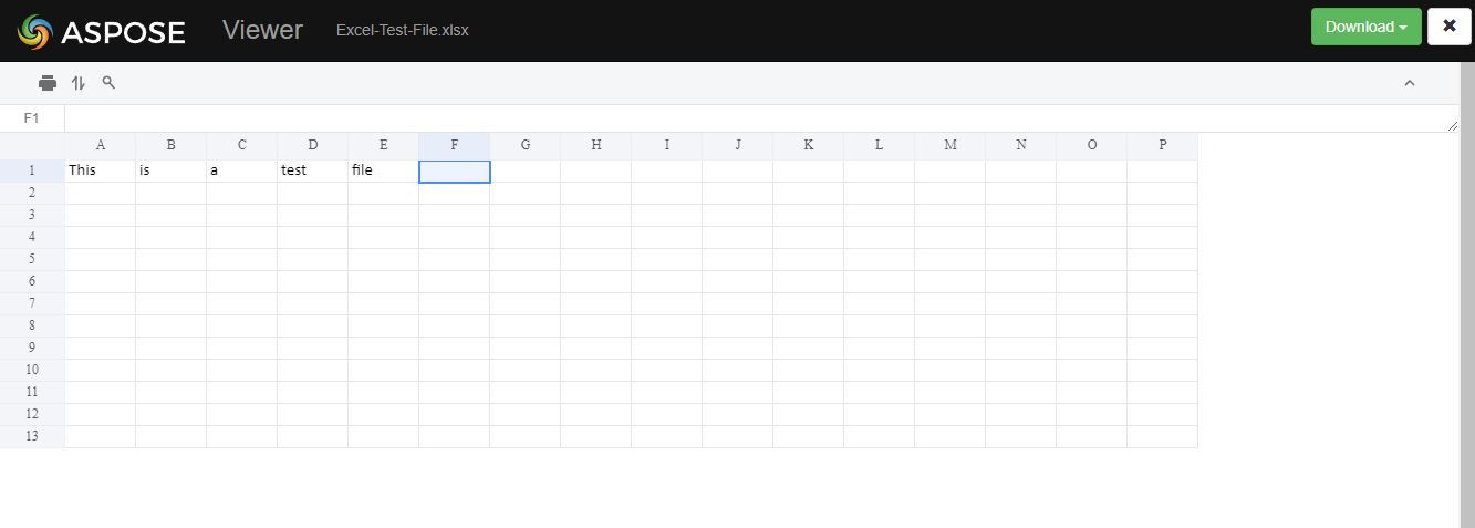 A Screenshot of Aspose Excel Viewer