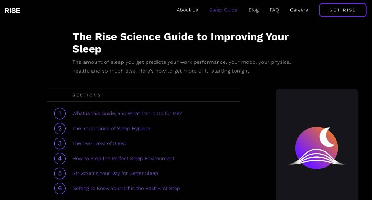 Rise Science's sleep guide is a crash course in how to maintain sleep hygiene while learning about the two laws that affect peaceful rest: sleep debt and circadian rhythm